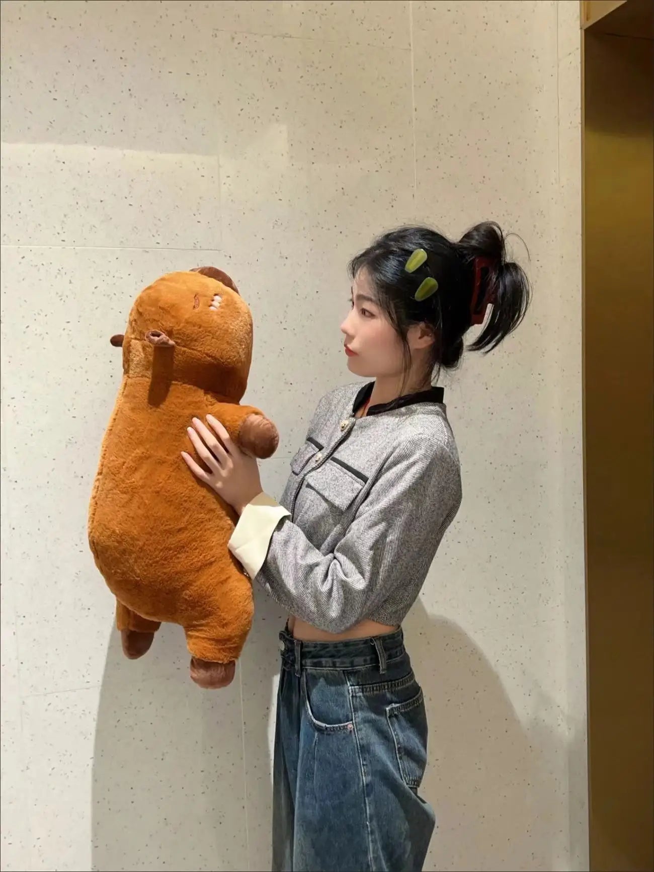 Capybara Plüschkissen – Plüsch, Weich – 65cm, 45cm, 85cm