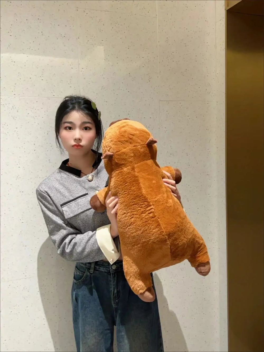 Capybara Plüschkissen – Plüsch, Weich – 65cm, 45cm, 85cm