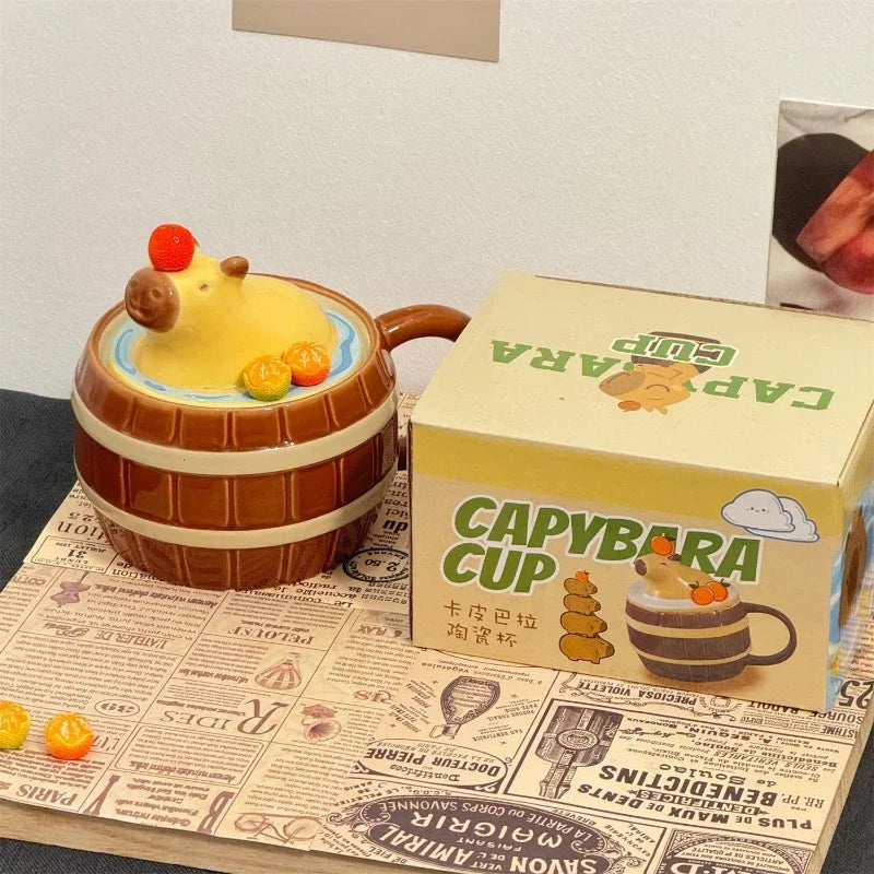 Capybara Tasse – Keramik Cartoon mit Deckel – 400-500ml