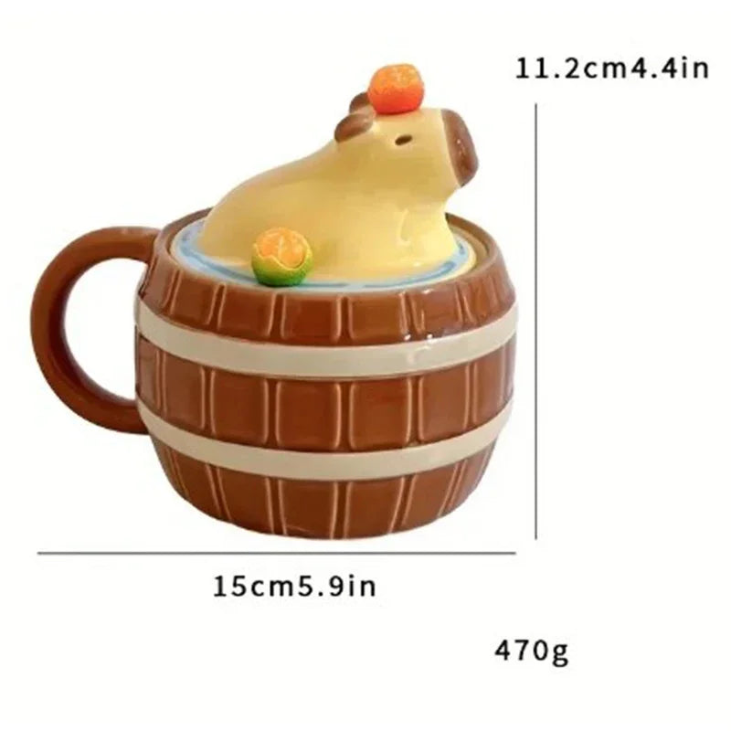 Capybara Tasse – Keramik Cartoon mit Deckel – 400-500ml