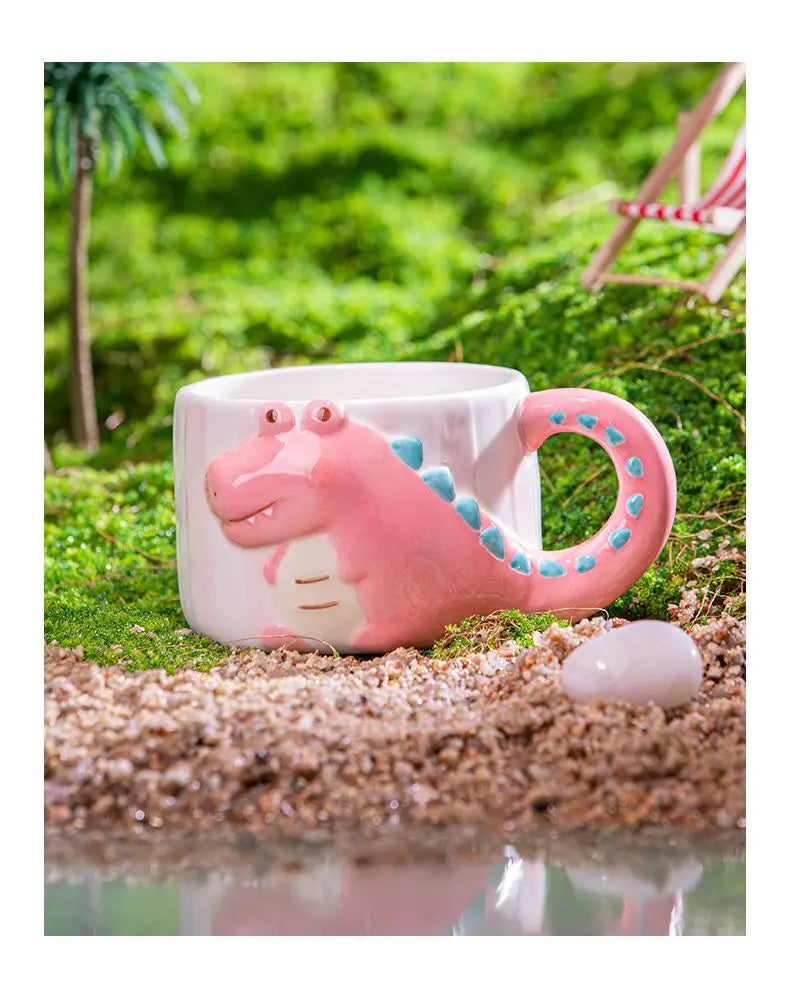 Cartoon Dinosaurier Keramikbecher – Porzellan Stil, 400ml