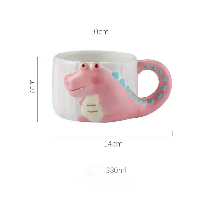 Cartoon Dinosaurier Keramikbecher – Porzellan Stil, 400ml