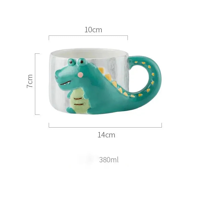 Cartoon Dinosaurier Keramikbecher – Porzellan Stil, 400ml