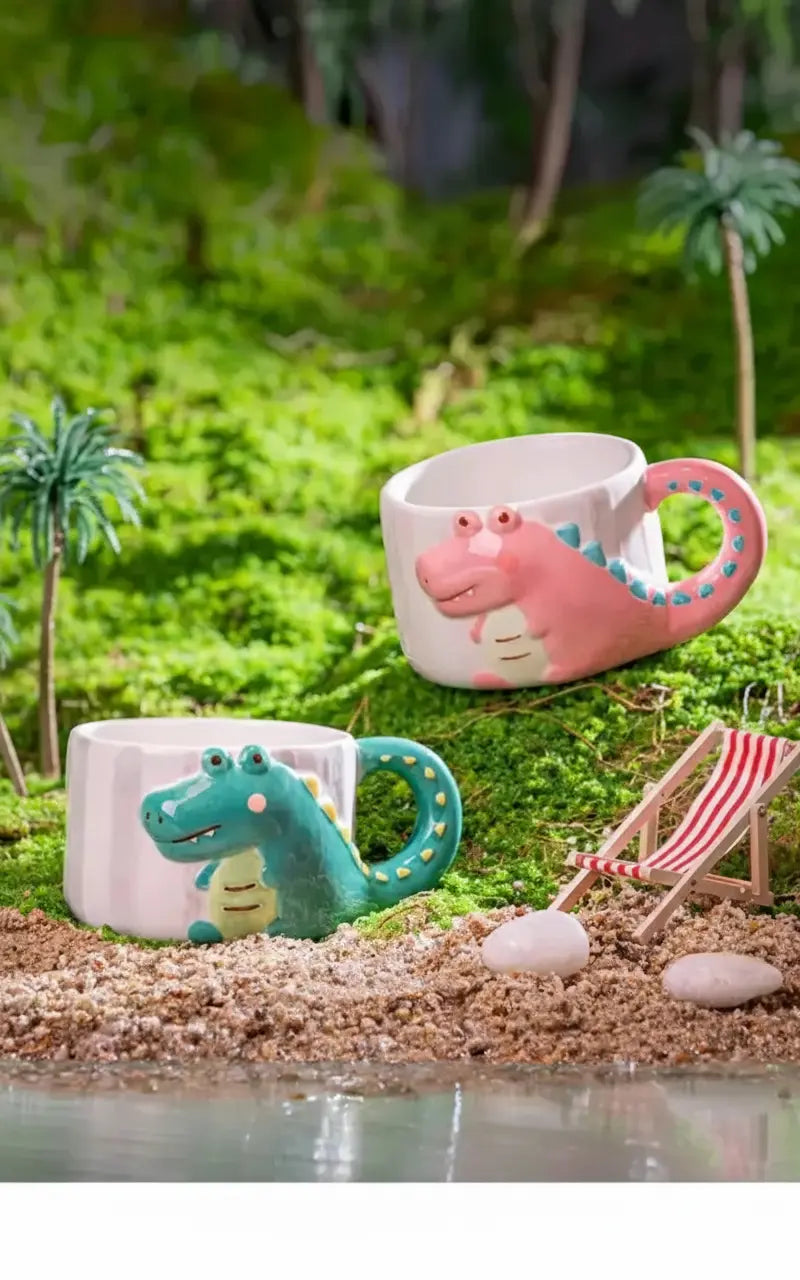 Cartoon Dinosaurier Keramikbecher – Porzellan Stil, 400ml