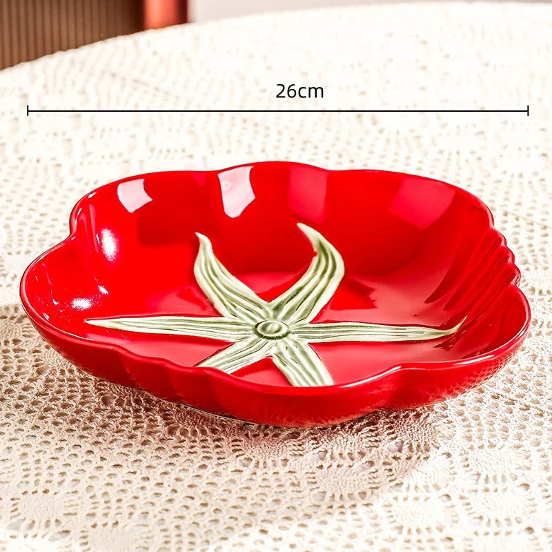 Cartoon Keramik Teller – Rundes Design & Gemüse Flair