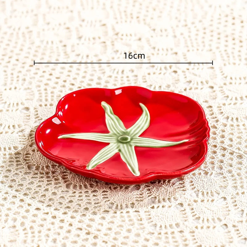 Cartoon Keramik Teller – Rundes Design & Gemüse Flair