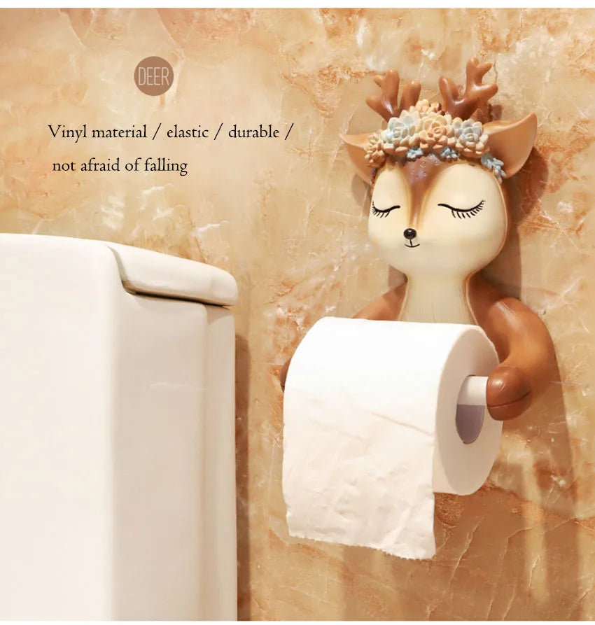 Cartoon Reh Papierhalter – Kreativ für die Wand