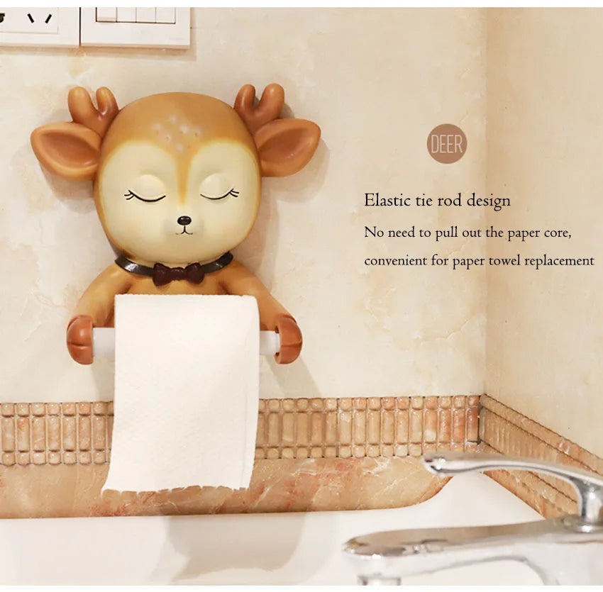 Cartoon Reh Papierhalter – Kreativ für die Wand