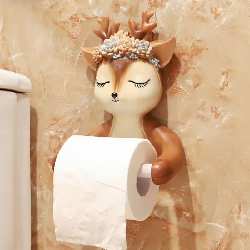 Cartoon Reh Papierhalter – Kreativ für die Wand