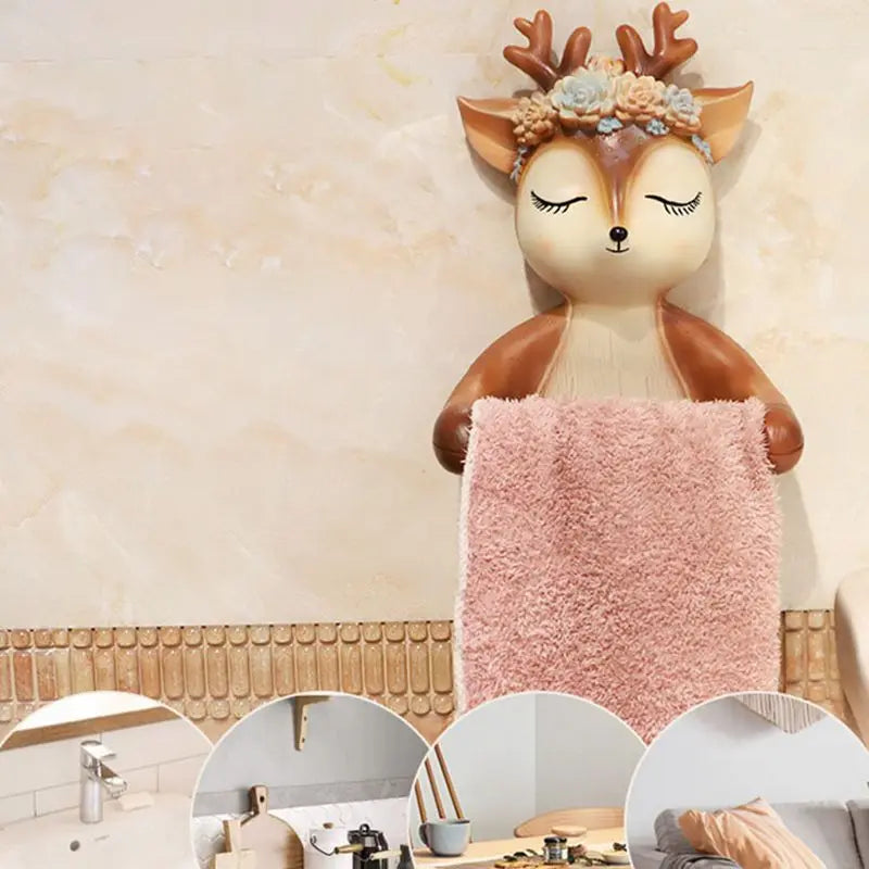 Cartoon Reh Papierhalter – Kreativ für die Wand