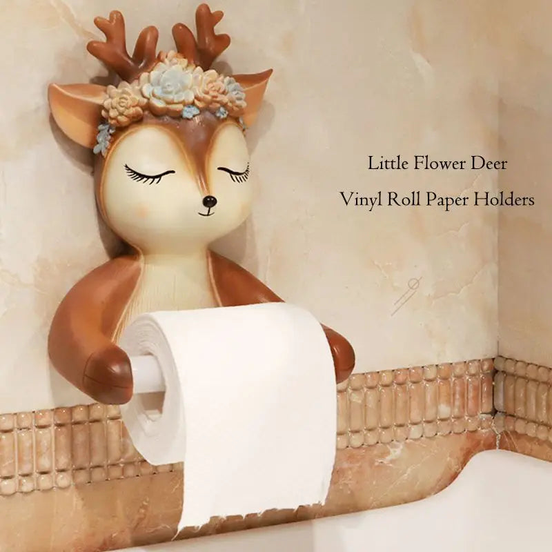 Cartoon Reh Papierhalter – Kreativ für die Wand