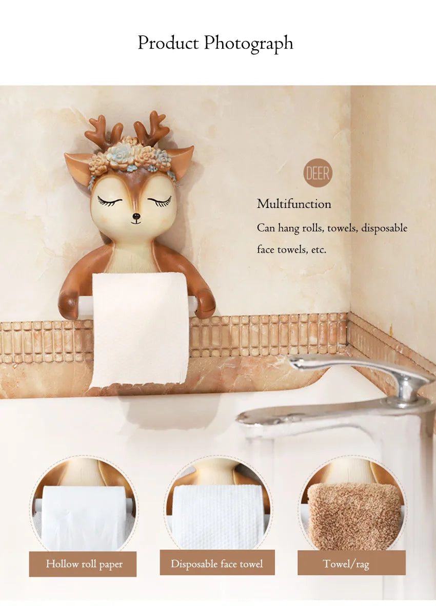 Cartoon Reh Papierhalter – Kreativ für die Wand