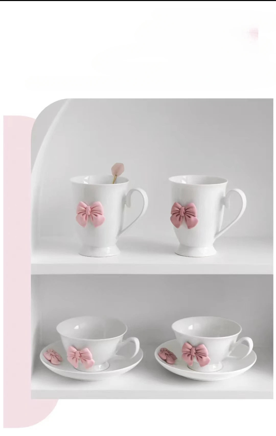 Cartoon-Schleifen Tassen – Porzellan Set – Kaffee & Tee