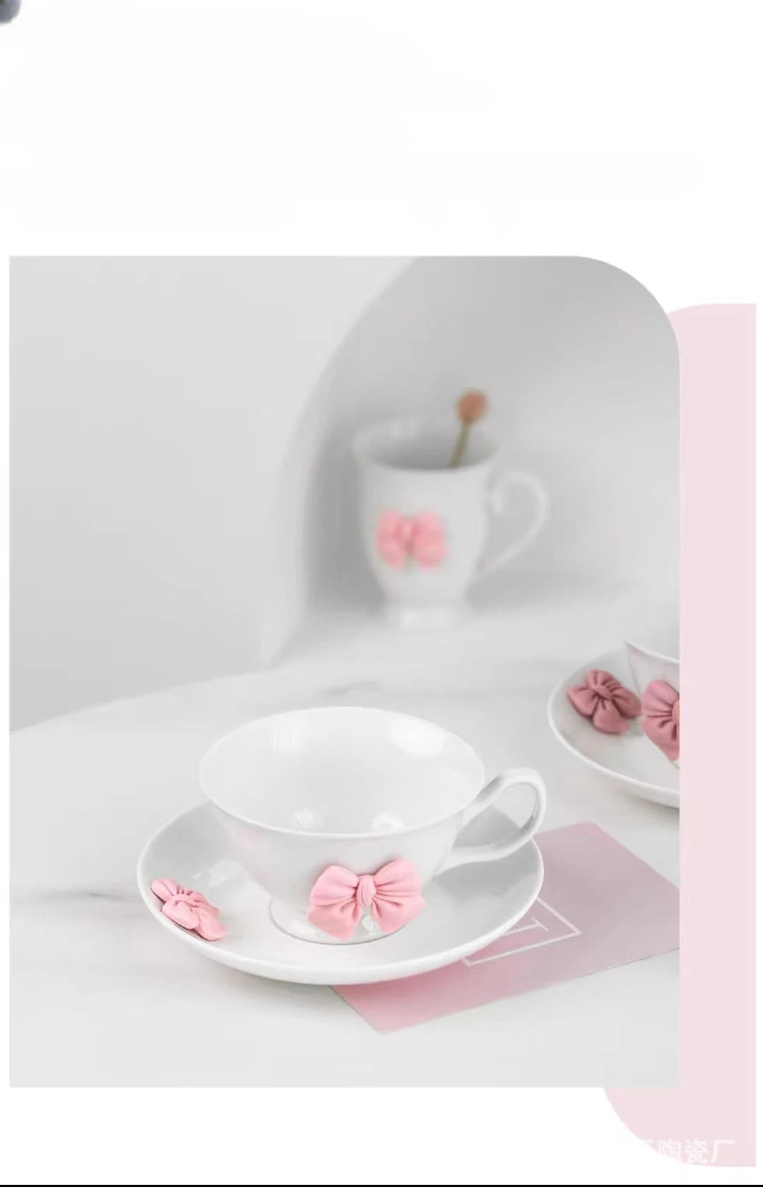 Cartoon-Schleifen Tassen – Porzellan Set – Kaffee & Tee