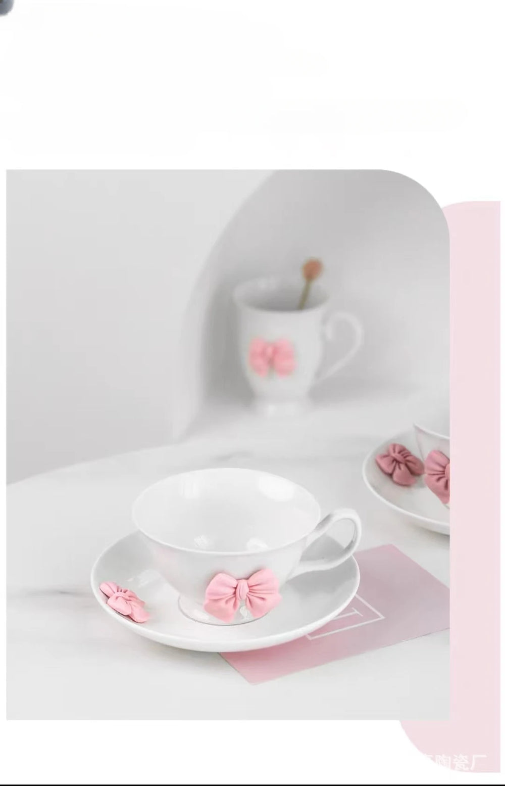 Cartoon-Schleifen Tassen – Porzellan Set – Kaffee & Tee