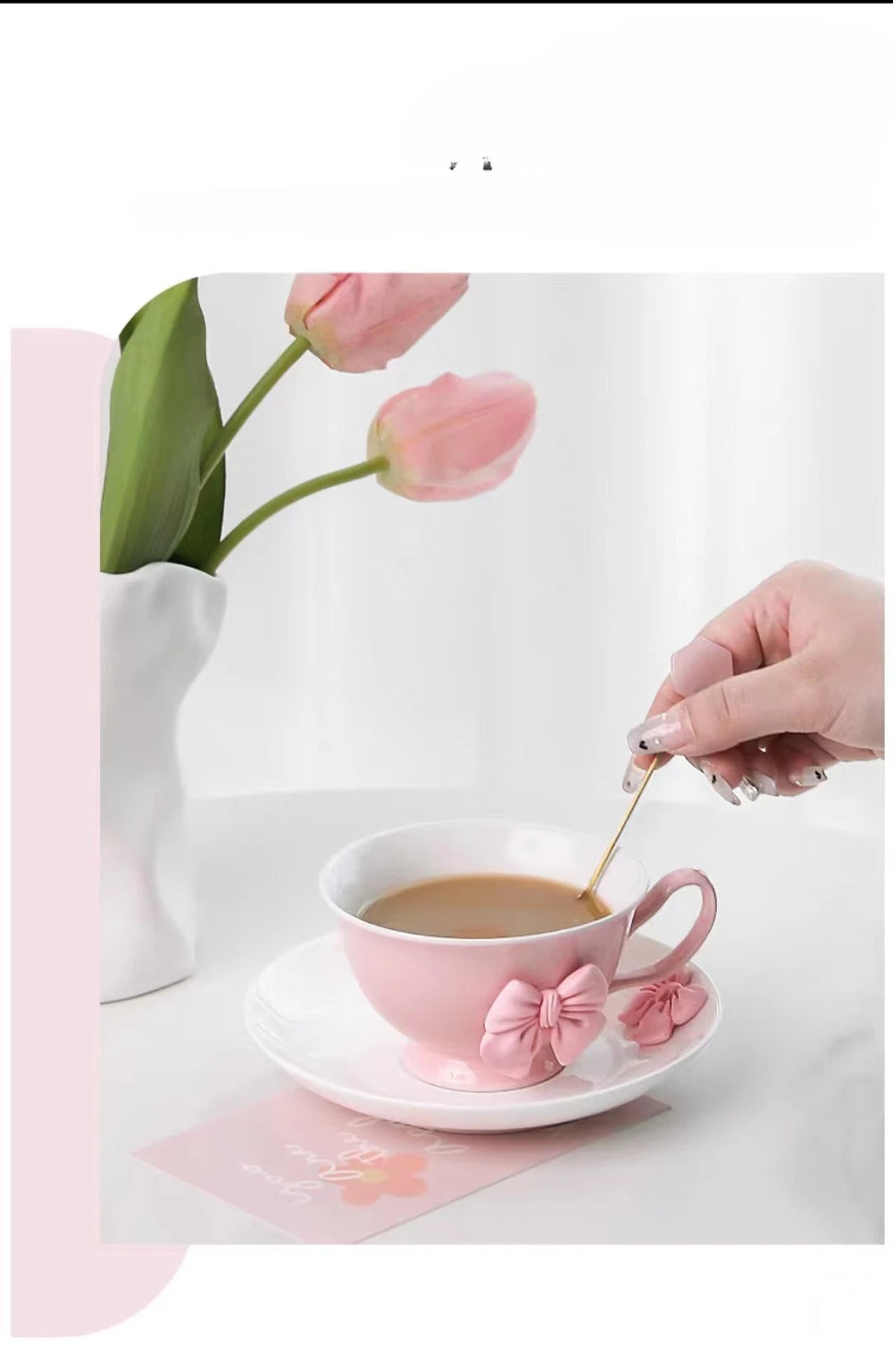 Cartoon-Schleifen Tassen – Porzellan Set – Kaffee & Tee