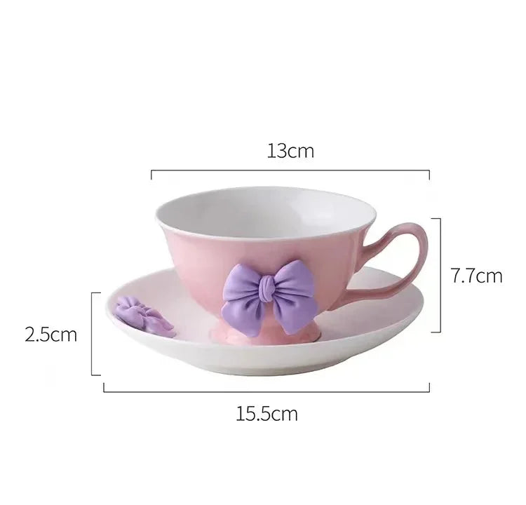 Cartoon-Schleifen Tassen – Porzellan Set – Kaffee & Tee