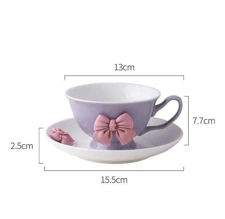 Cartoon-Schleifen Tassen – Porzellan Set – Kaffee & Tee