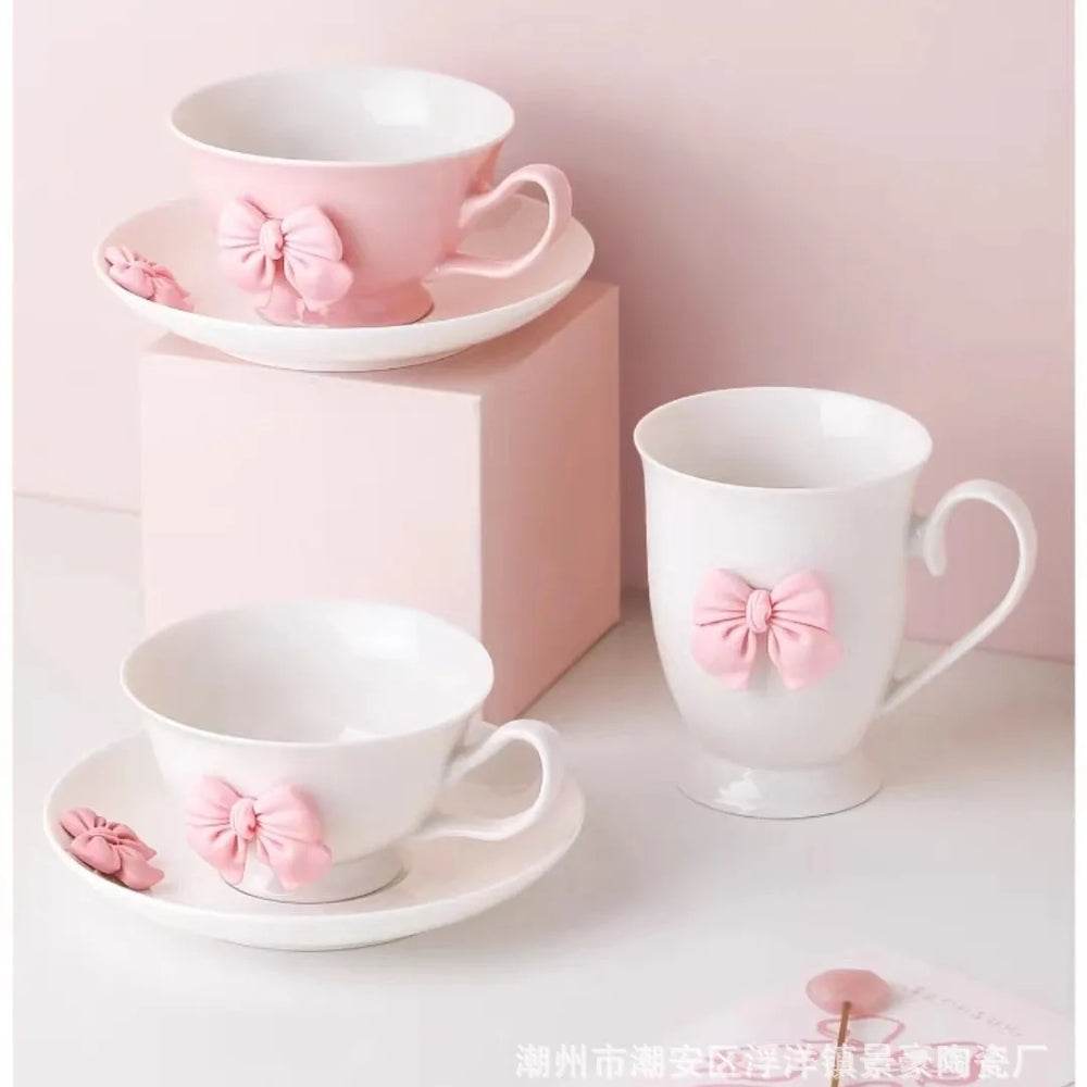 Cartoon-Schleifen Tassen – Porzellan Set – Kaffee & Tee
