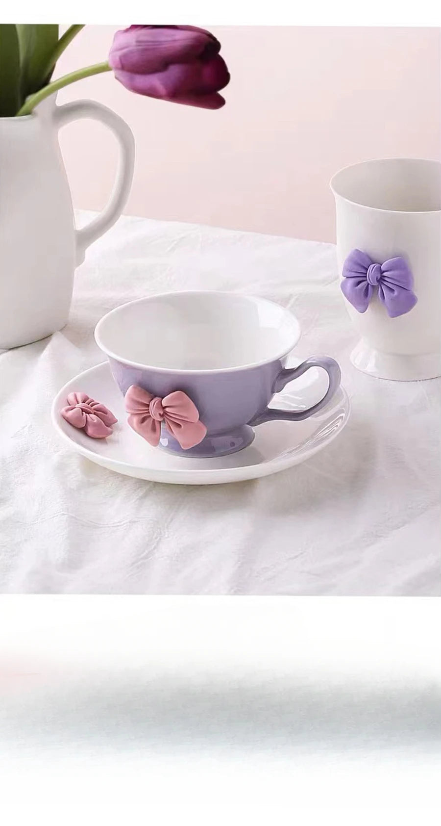 Cartoon-Schleifen Tassen – Porzellan Set – Kaffee & Tee