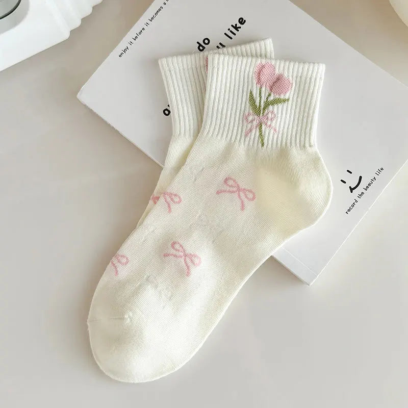 Casual Socken mit Schleifenmuster – Süss & Atmungsaktiv