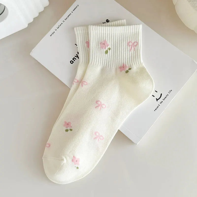 Casual Socken mit Schleifenmuster – Süss & Atmungsaktiv
