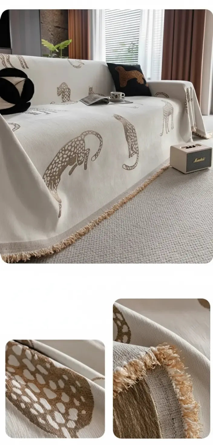 Chenille Möbelüberwurf aus 100 % Polyester in Streifenmuster, Farbe: 1, Grösse: 180x130 cm, wasserfest und rutschfest