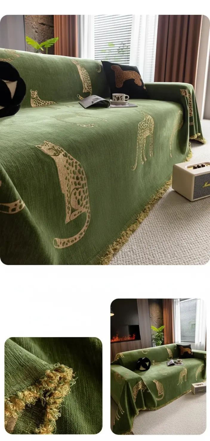 Rutschfester Chenille Möbelüberwurf in Streifenmuster 180x130 cm