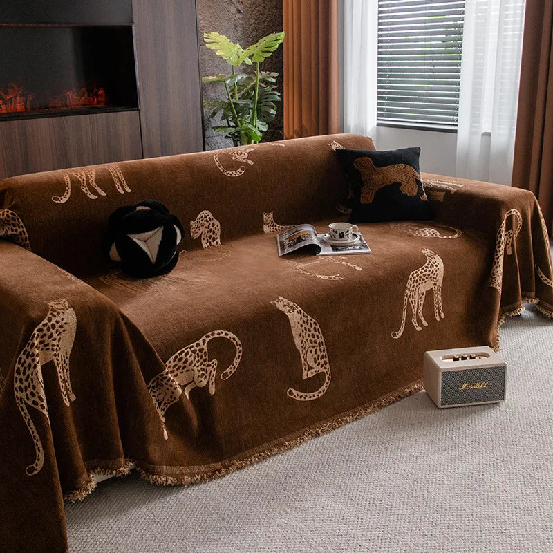 Chenille Möbelüberwurf aus Polyester in Streifenmuster, Grösse: 180x130cm