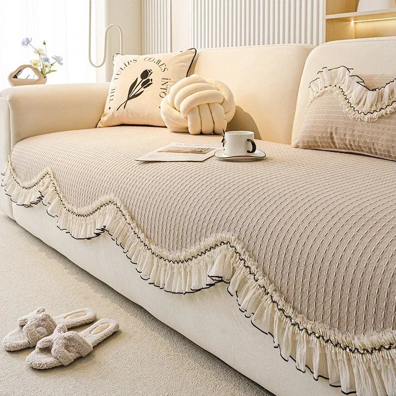 Chenille-Sofabezug Farbe: Beige, Spezifikation: 90x180cm für Couch