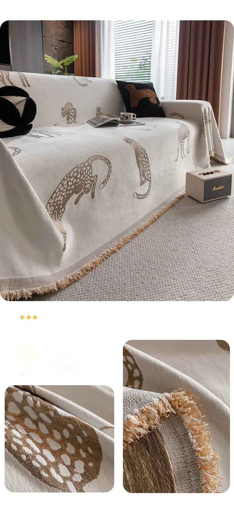 Leopard Jacquard Chenille Überwurf aus 100% Polyester, Farbe: 1, Grösse: 180x130 cm