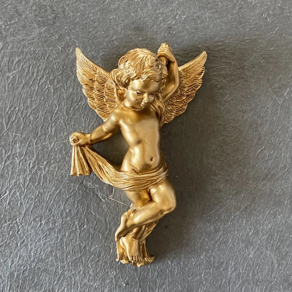 Cherub-Engel-Statuen – Goldenes Harz 14x8cm