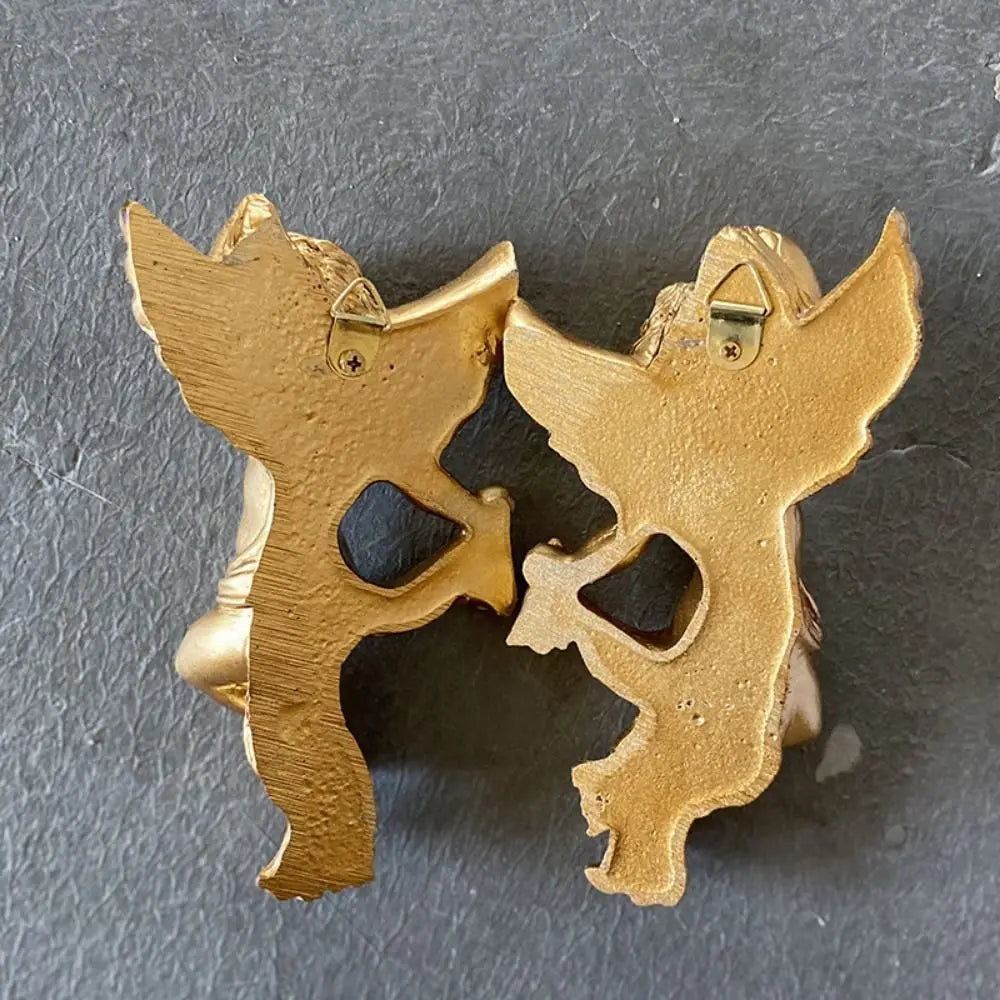 Cherub-Engel-Statuen – Goldenes Harz 14x8cm