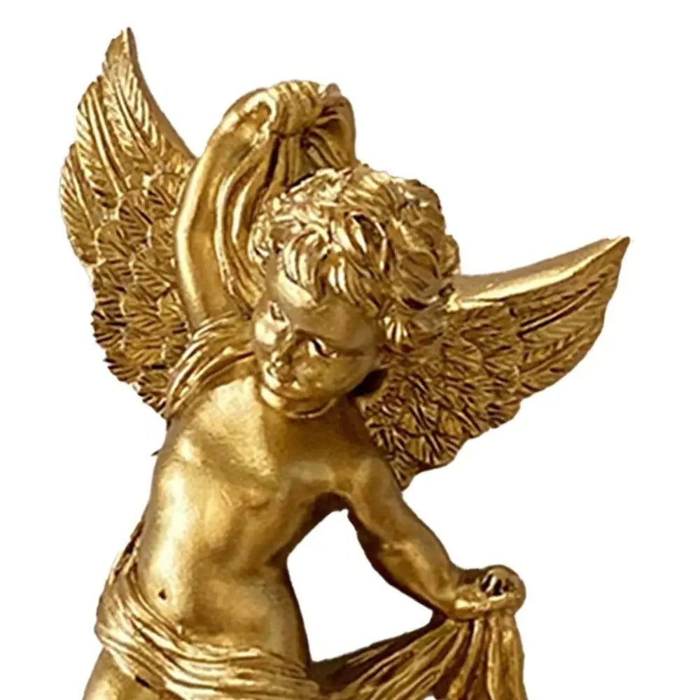 Cherub-Engel-Statuen – Goldenes Harz 14x8cm