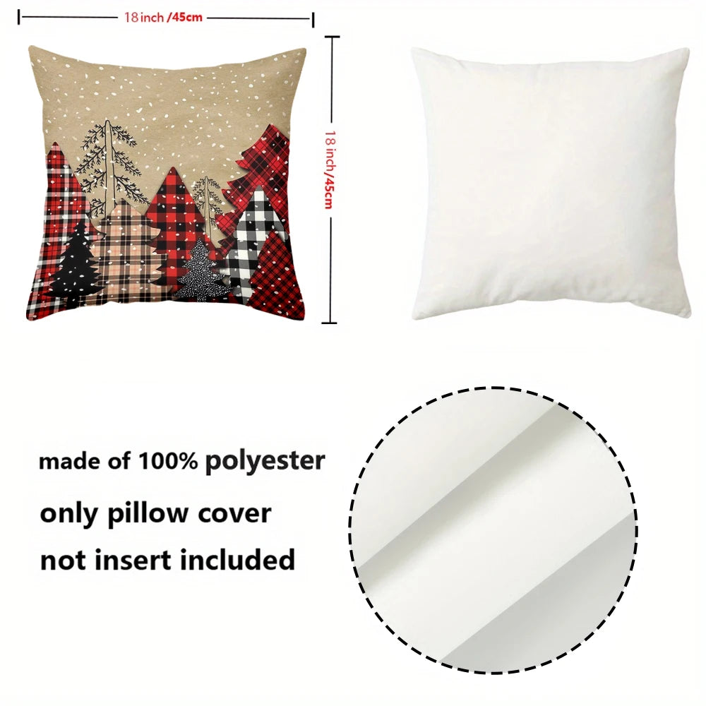 Dekokissen mit Weihnachtsbaum Print aus Polyester, Farbe: Rot, Grösse: 45x45cm, ideal für Wohnräume