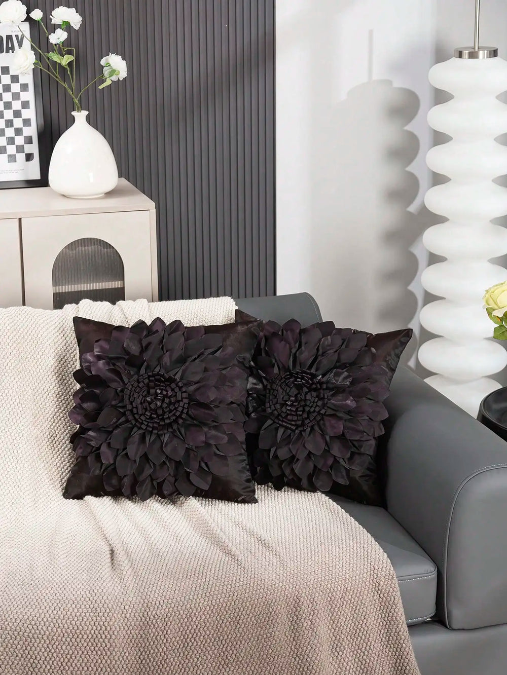 Chrysanthemen-Kissenbezüge – 3D-Blumendesign – 45x45cm