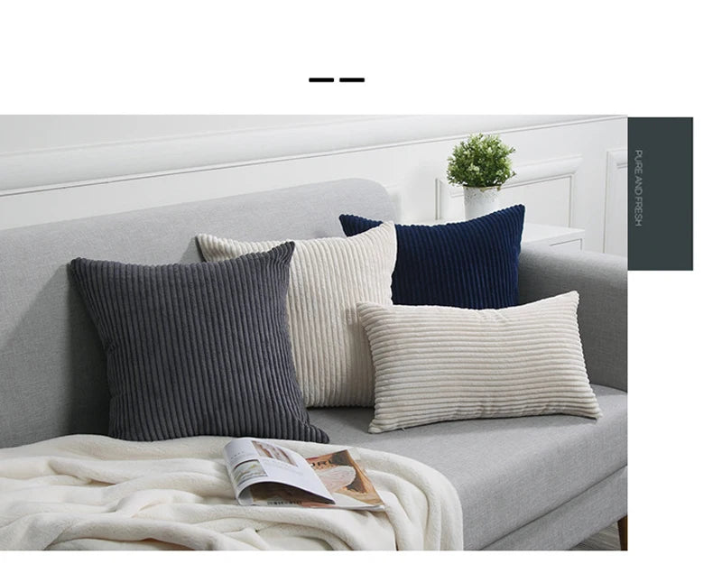 Skandi Cord-Kissenbezug in Beige, 450mmx450mm, aus Polyester-Baumwolle