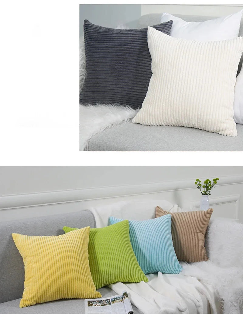 Cord-Kissenbezug im skandinavischen Stil, Farbe: Fruchtgrün, Grösse: 450mmx450mm, aus Polyester-Baumwolle