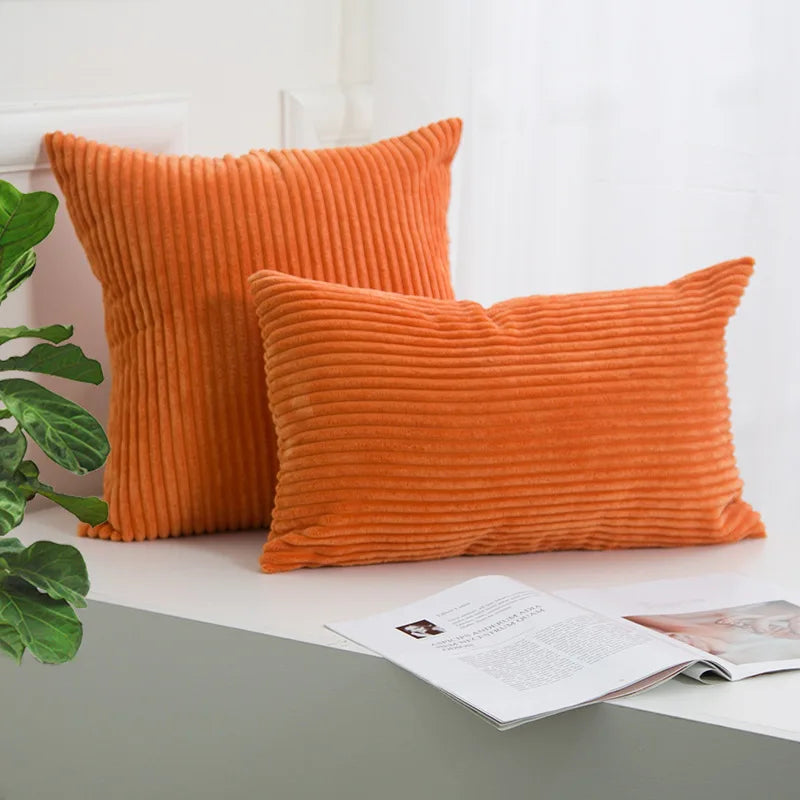 Cord-Kissenbezug aus Polyester-Baumwolle im skandinavischen Stil, Farbe: Dunkelgrau, Grösse: 450mmx450mm