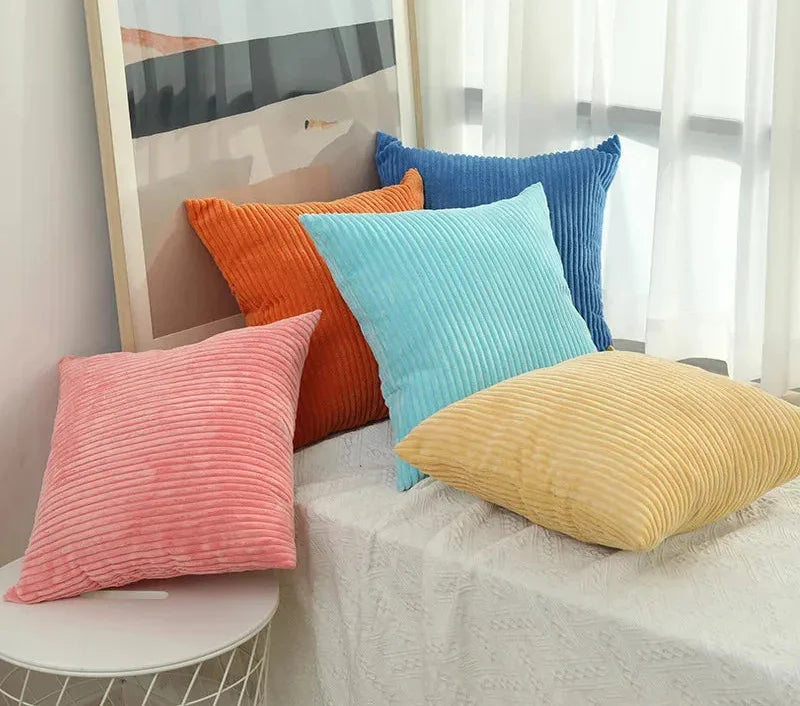 Cord-Kissenbezug im skandinavischen Design aus Polyester-Baumwolle, Farbe: Hellgrau, Grösse: 450mmx450mm