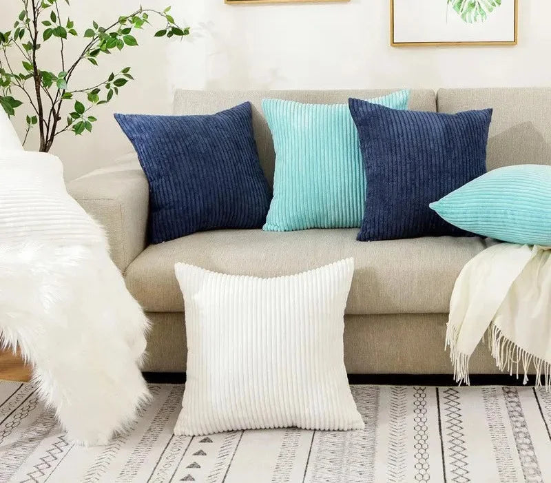 Skandinavischer Cord-Kissenbezug in Fruchtgrün, Grösse 450mmx450mm, aus Polyester-Baumwolle