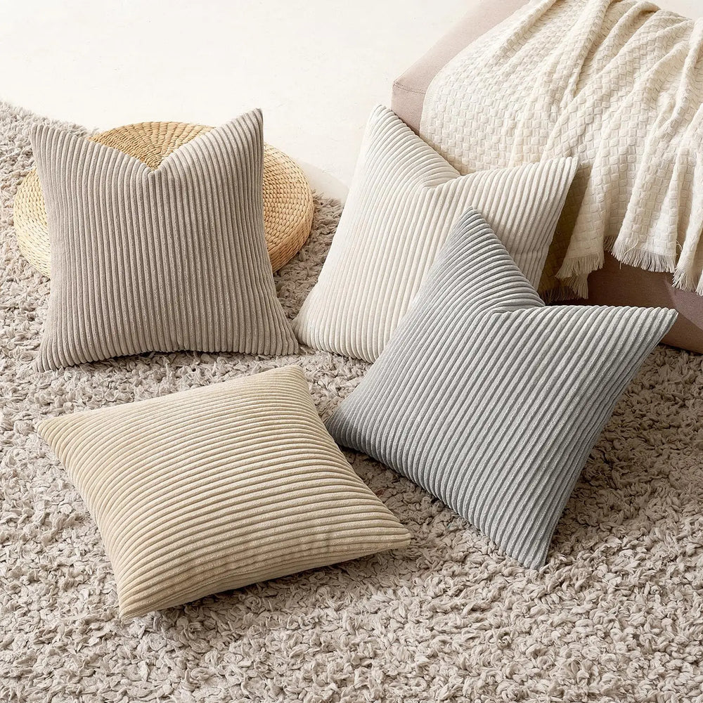 Skandinavischer Cord-Kissenbezug aus Polyester-Baumwolle, Farbe: Dunkelgrau, Grösse: 450mmx450mm