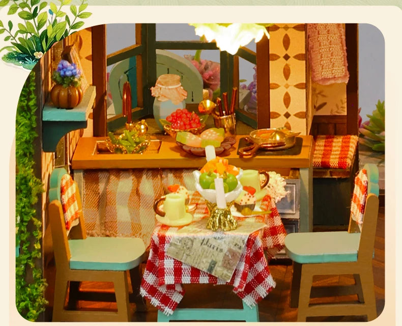 DIY Puppenhaus Bausatz – Handgefertigtes Holzmodell mit Licht