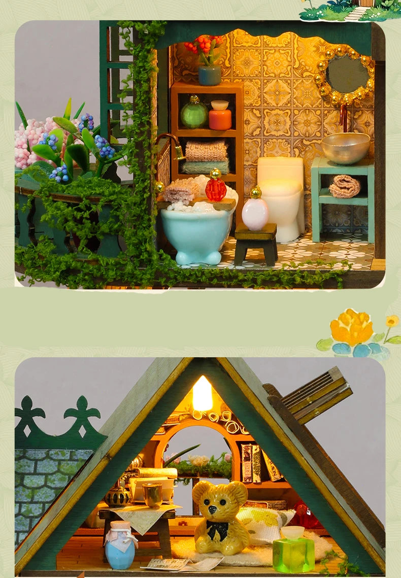 DIY Puppenhaus Bausatz – Handgefertigtes Holzmodell mit Licht