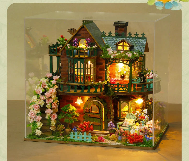 DIY Puppenhaus Bausatz – Handgefertigtes Holzmodell mit Licht