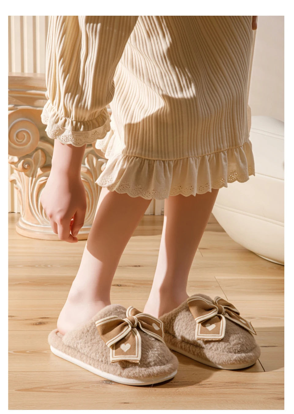 Damen Baumwoll Hausschuhe – Plüsch Komfort – Winter Innen