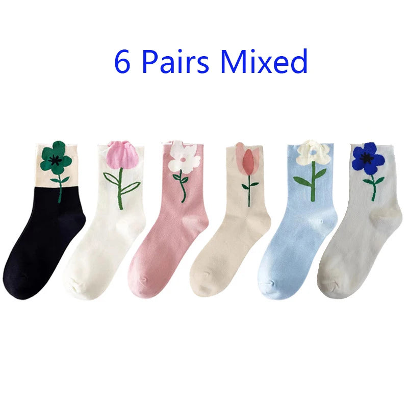 Damen Blumen Socken – Koreanisch – Atmungsaktiv