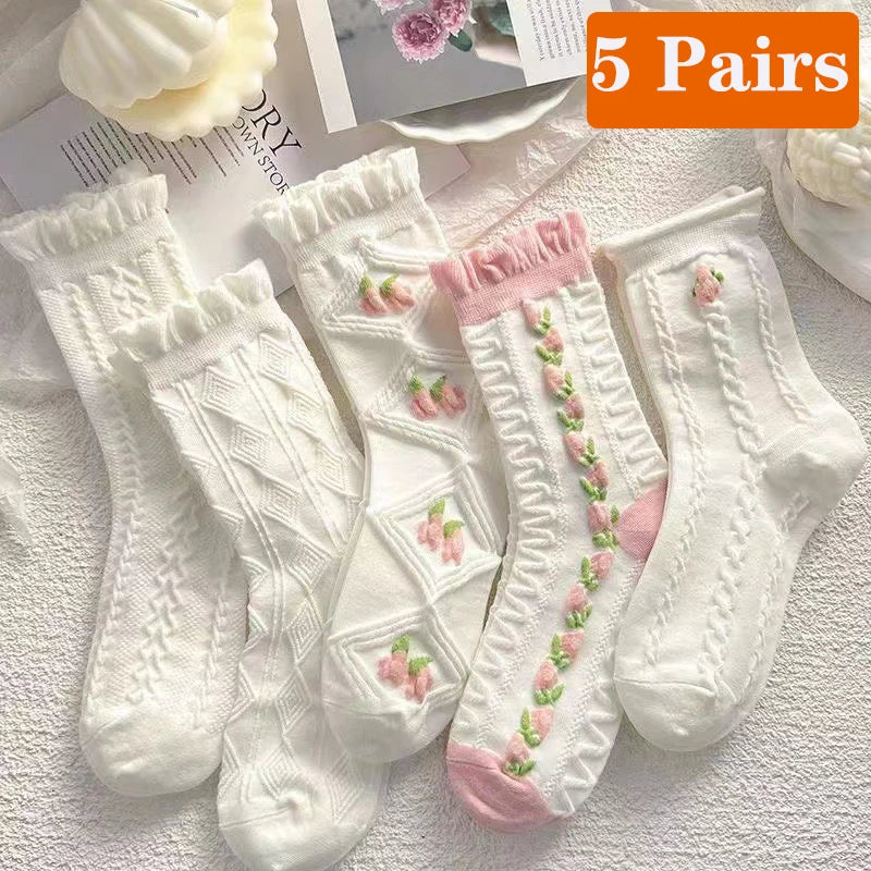 Damen Blumen Socken – Koreanisch – Atmungsaktiv