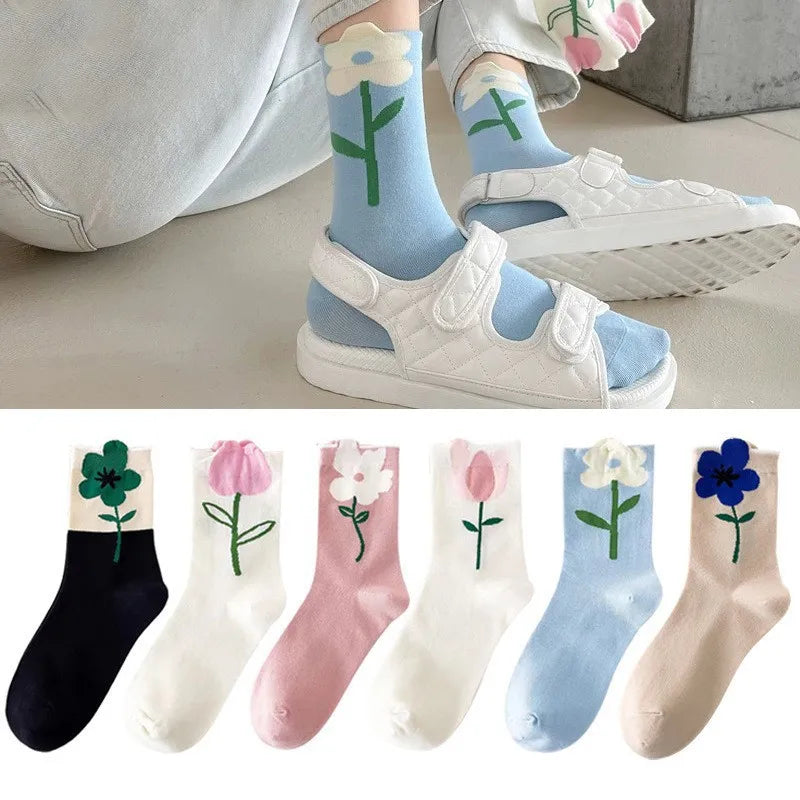 Damen Blumen Socken – Koreanisch – Atmungsaktiv