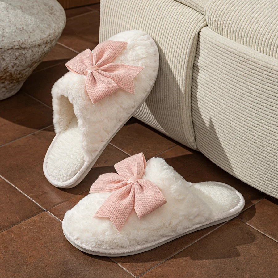 Schmetterlings-bogen-Damenhausschuhe aus Polyester in Blau, Schuhgrösse 42-43, für Innenbereich